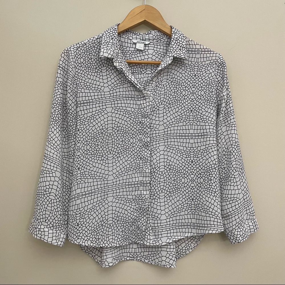 MONKI Flowy Pattern 3/4 Sleeve Button Down Women’s Small